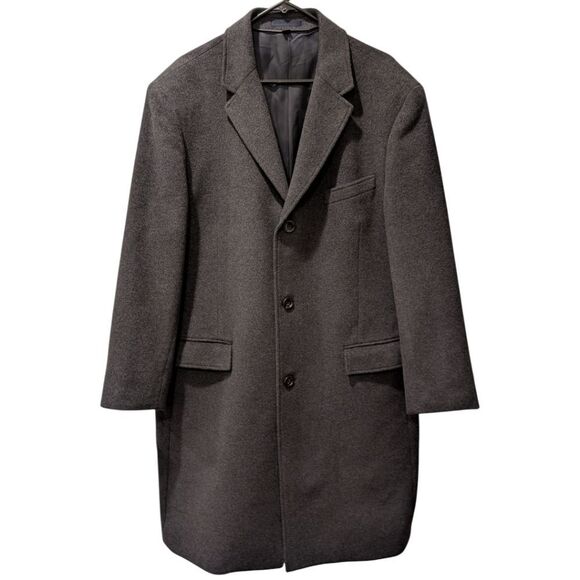 J. Crew Other - J.Crew Italy Crosby Mens 46R Charcoal Wool & Cashmere Blend Button Topcoat H2322